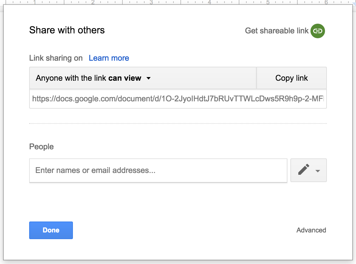 Link sharing in Google Drive
